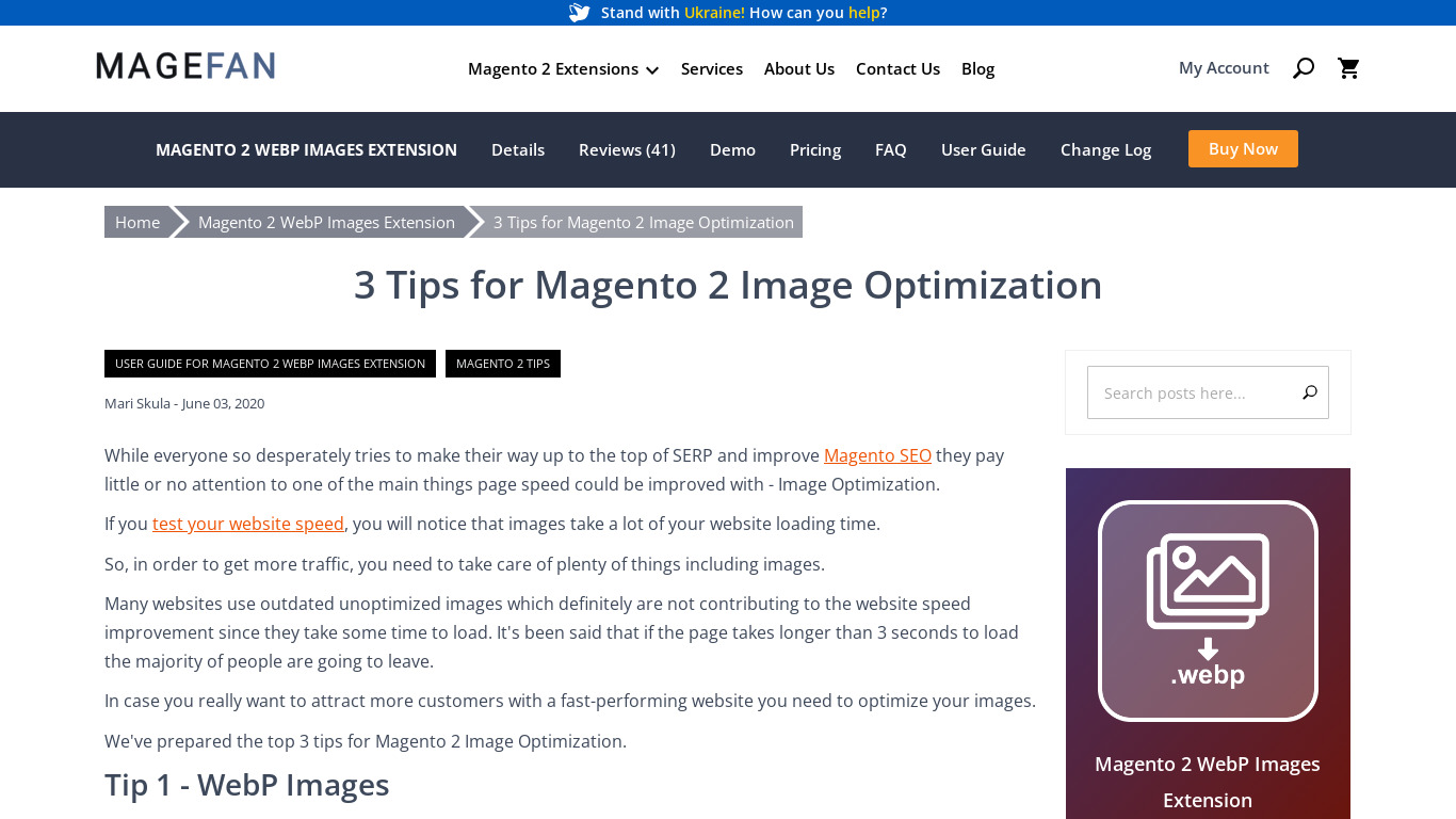 Magefan Magento 2 Image Optimization Landing page