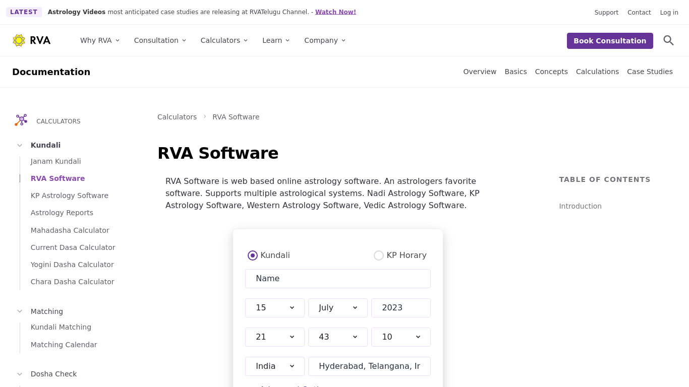 RVA Software Landing page