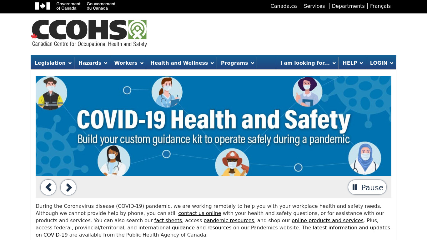 CCOHS.ca MSDS Landing page