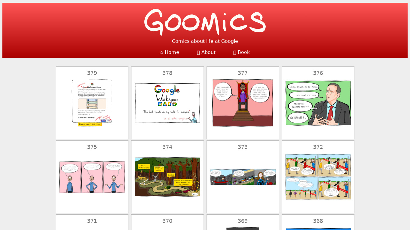 Goomics Landing page