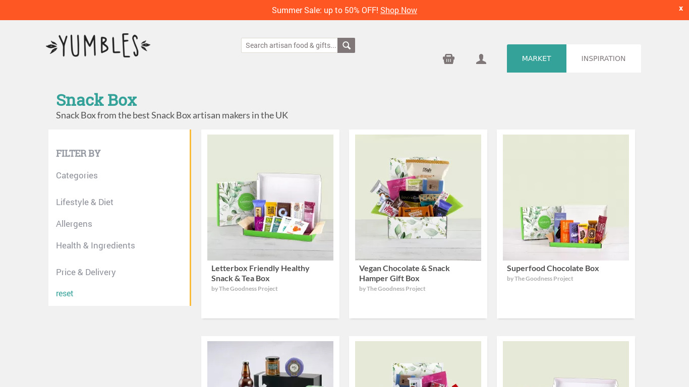 Yumbles Snack Boxes Landing page
