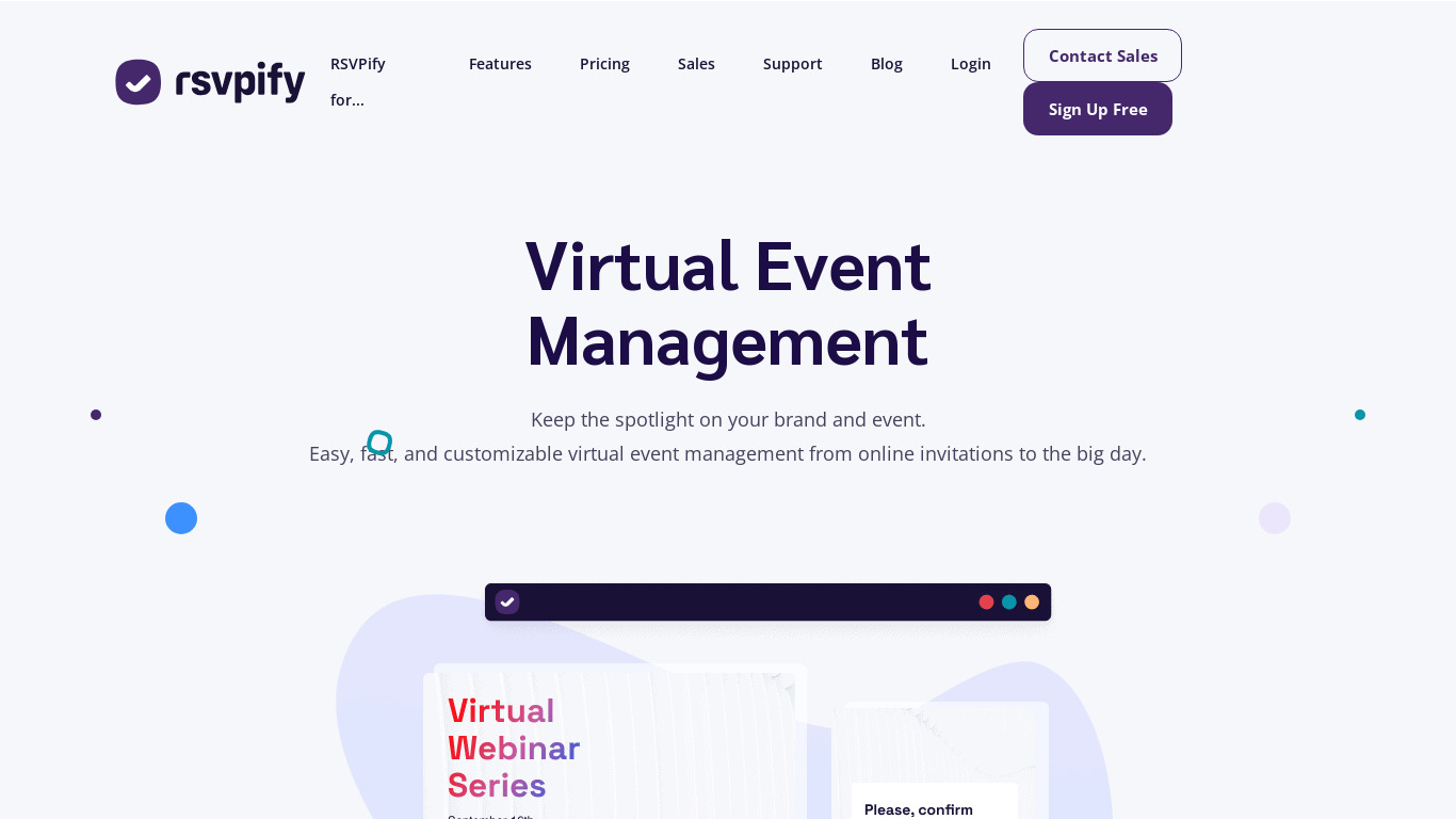 Rsvpify Virtual Events Landing page