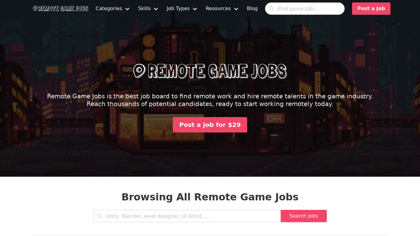 Remote Game Jobs Landing Page