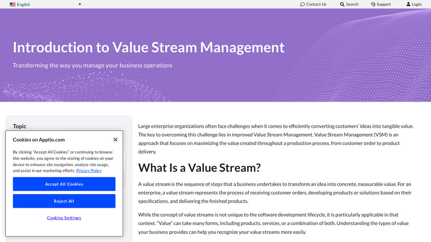 Targetprocess Value Stream Landing Page