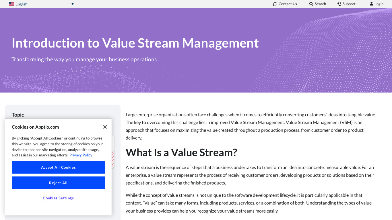 Targetprocess Value Stream Landing page