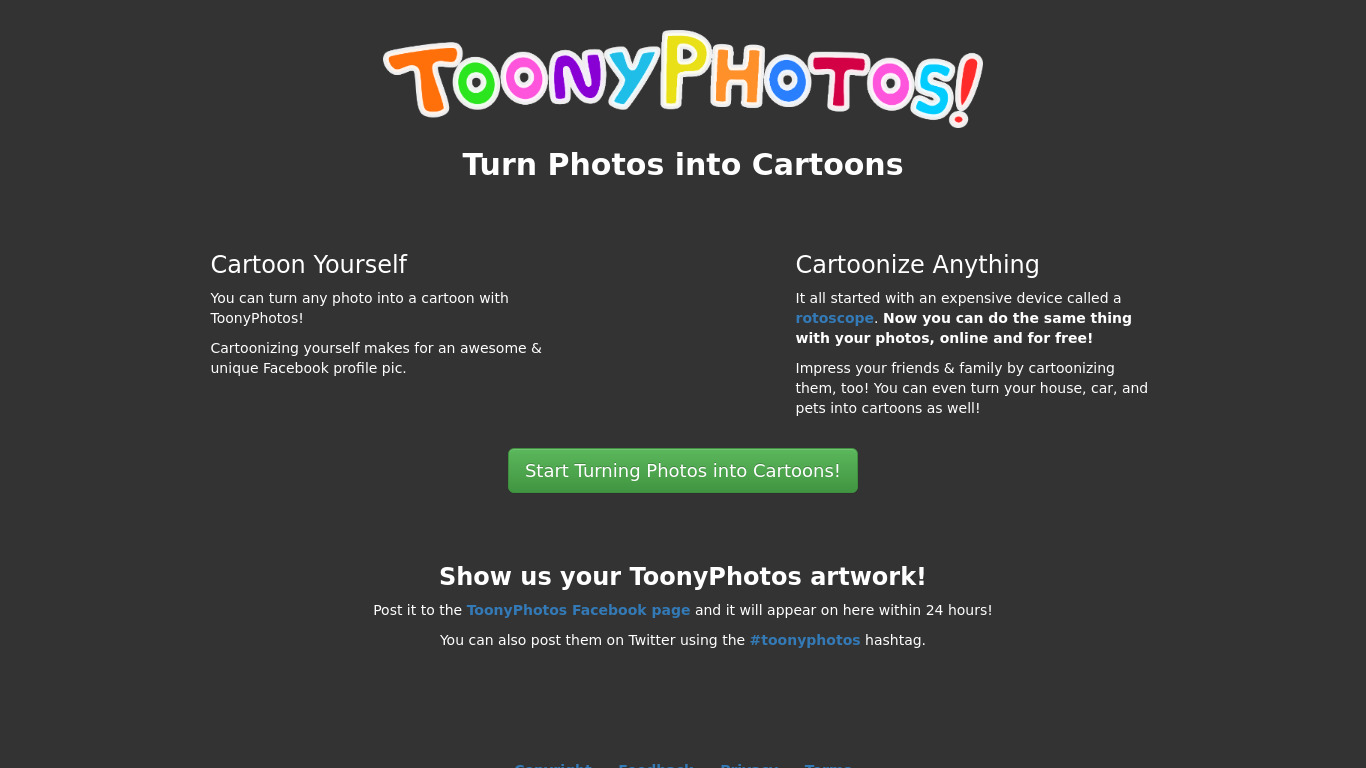 ToonyPhotos Landing page