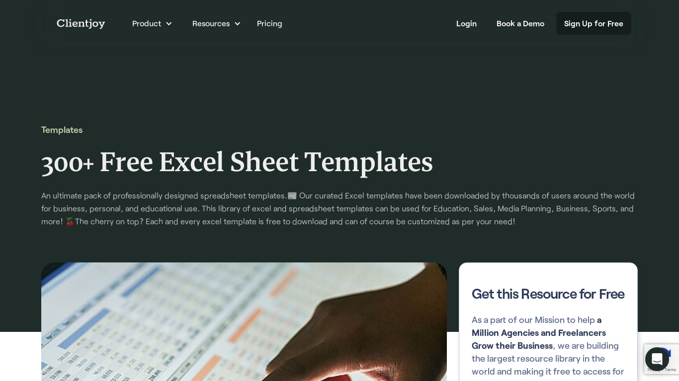 300+ Excel Templates Landing page
