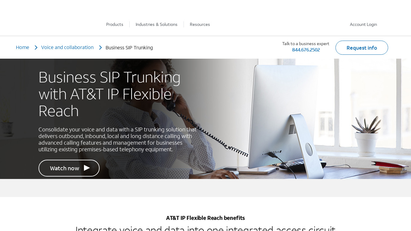 AT&T SIP trunking Landing page