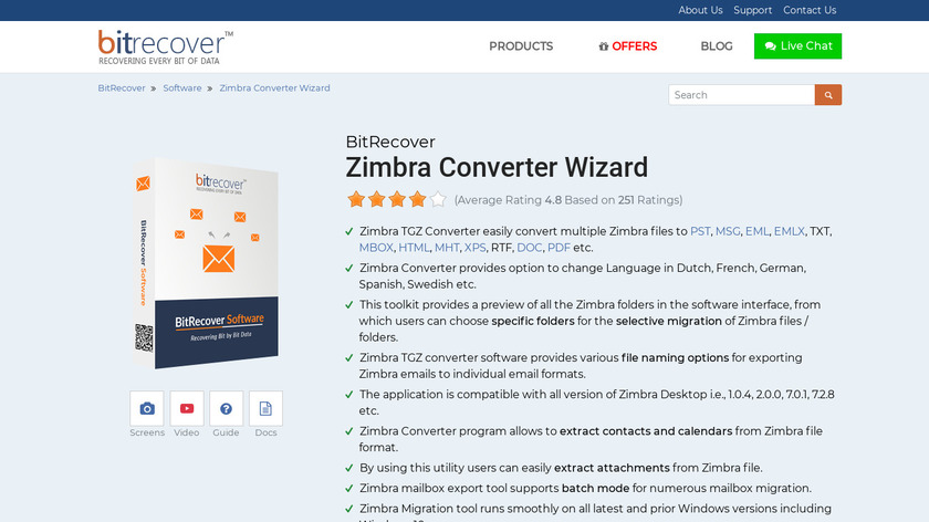 BitRecover Zimbra Converter Landing Page