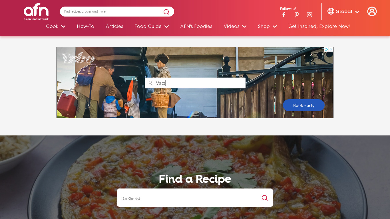 Asian Food Network Landing page