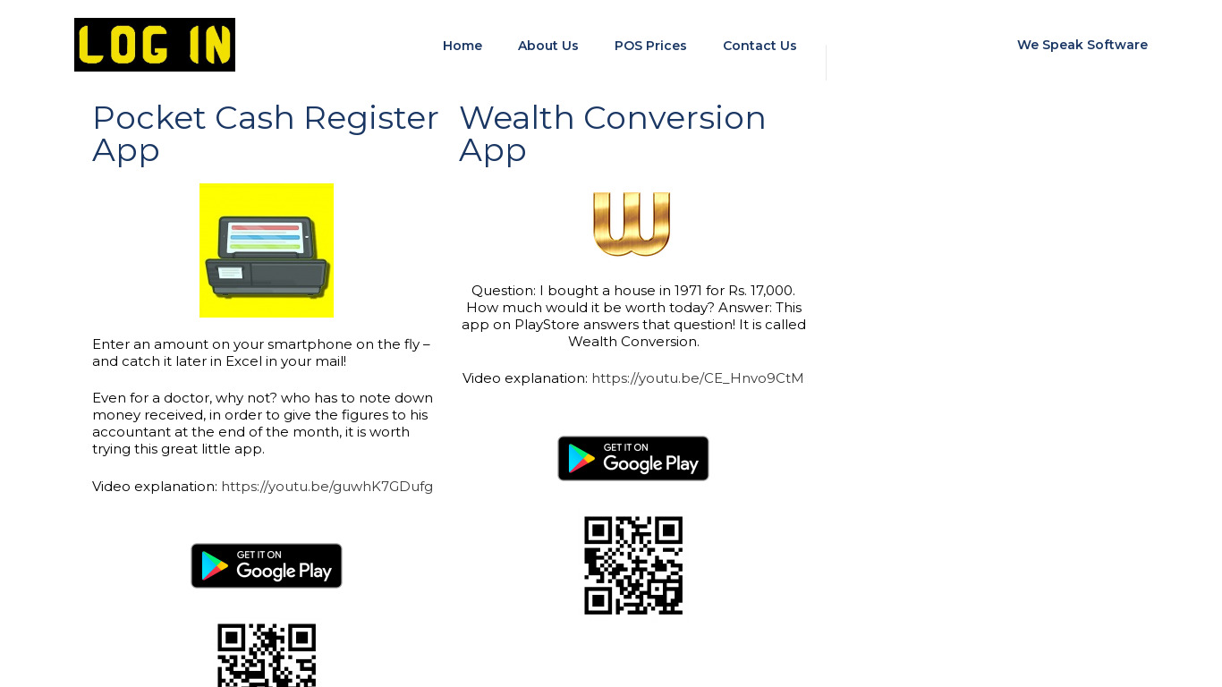 Loginonline.net Pocket Cash Register Landing page