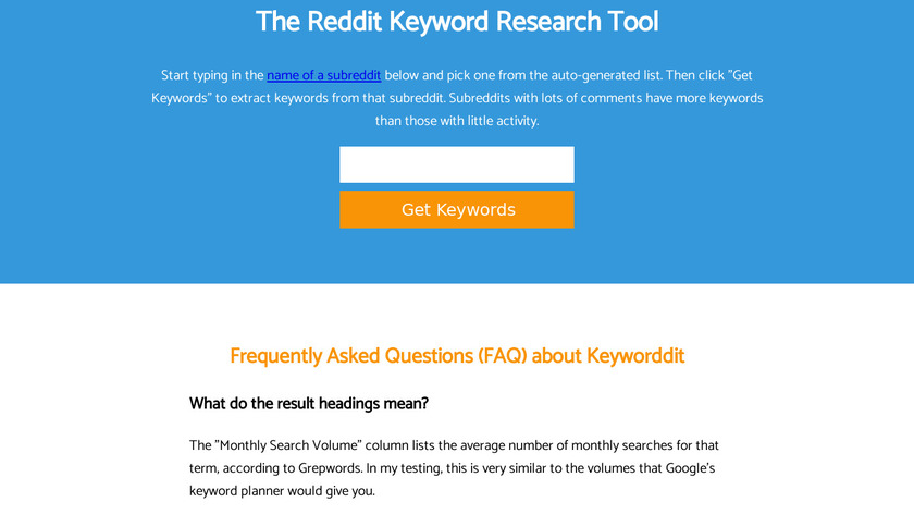 Keyworddit Landing Page