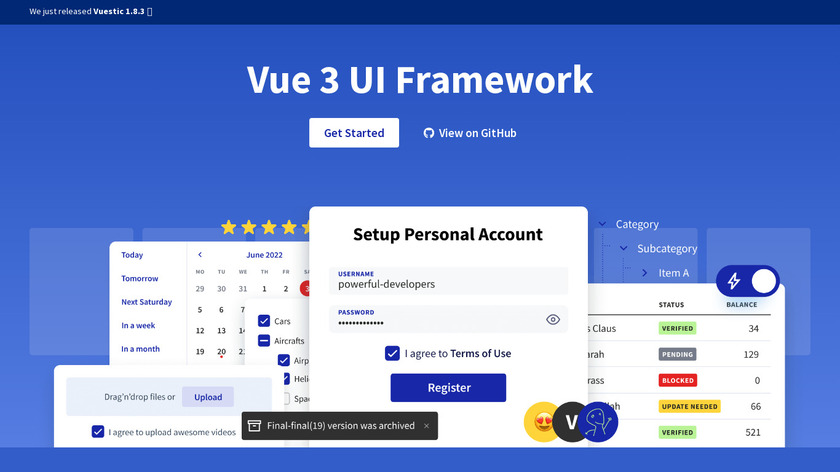 Vuestic UI Landing Page