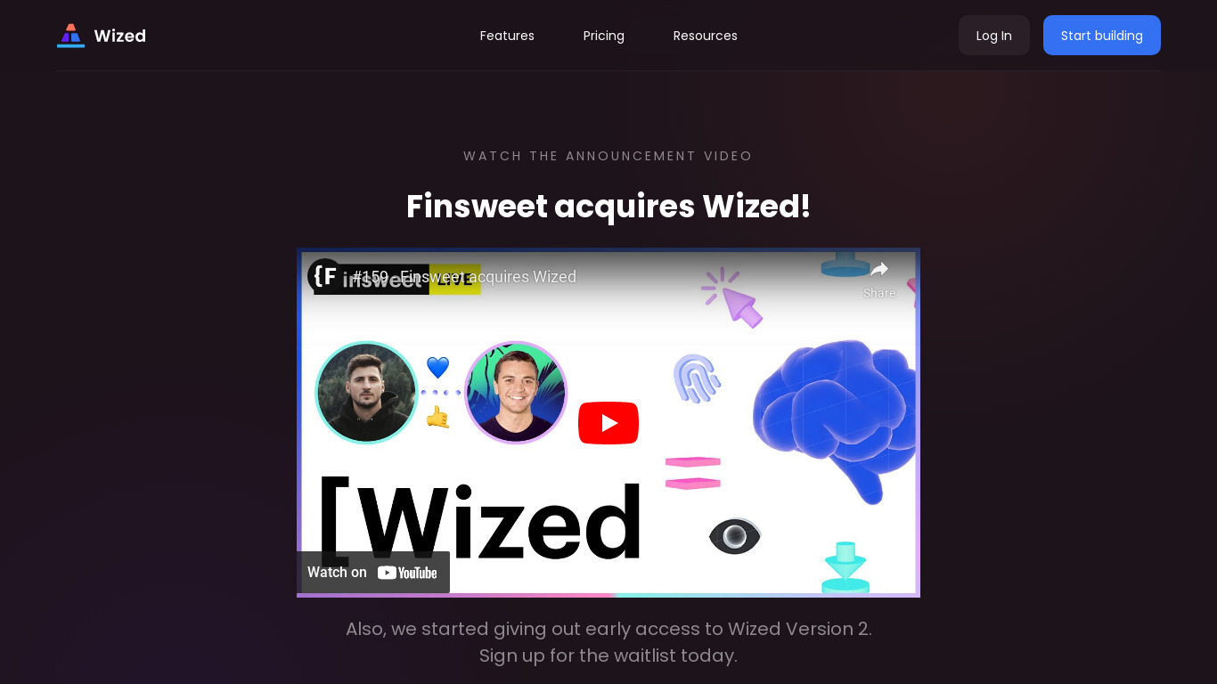 Wized Landing page