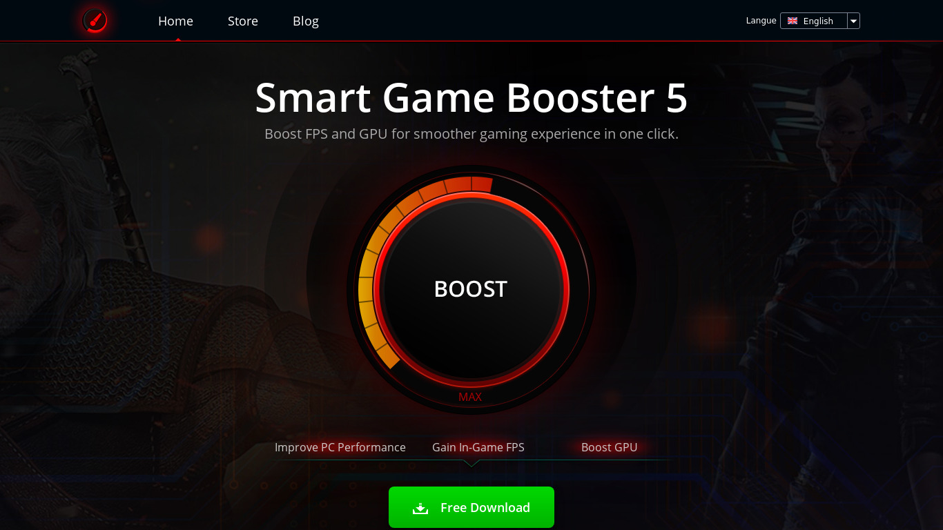 Smart Game Booster Landing page
