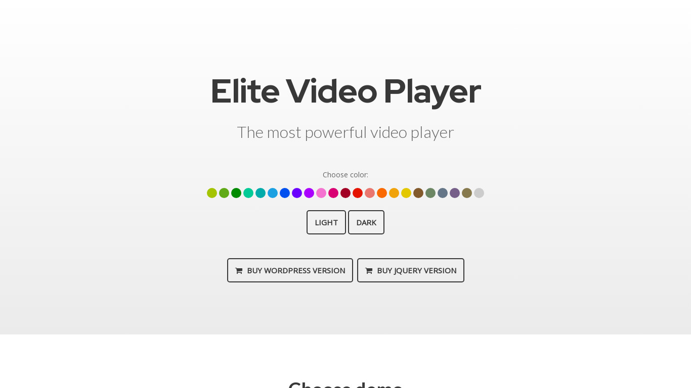 Elite Video player Landing page