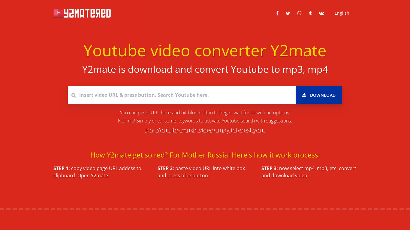 Y2matered Landing page