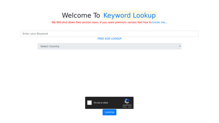 Keyword Lookup Landing Page