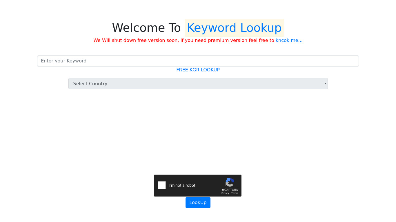 Keyword Lookup Landing page