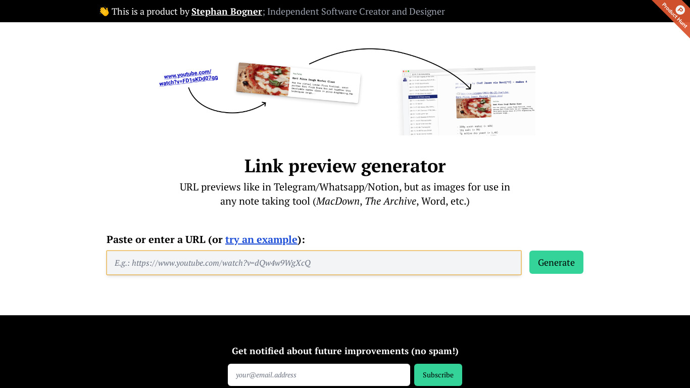 Link Preview Generator Landing page