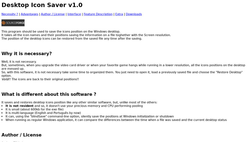 Desktop Icon Saver v1.0 Landing Page