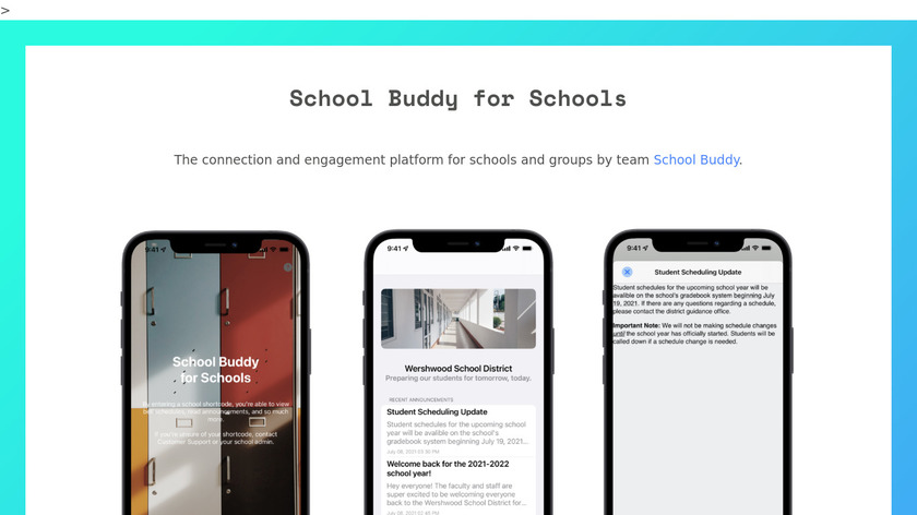 School Buddy for Schools Landing Page