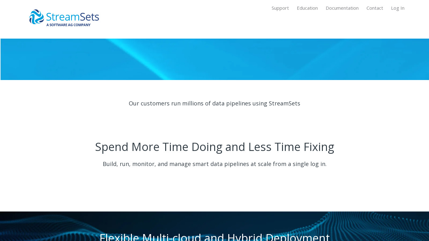 StreamSets DataOps Platform Landing page