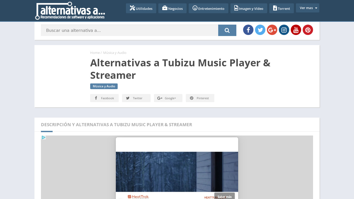 Tubizu Music Player & Streamer Landing page