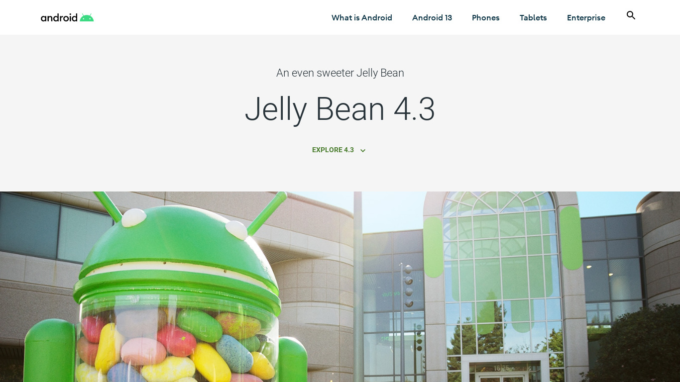 Android Jelly Bean Landing page