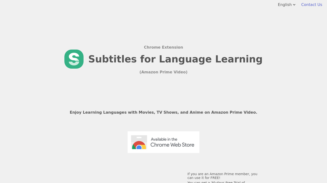 Subtitles for Language Learning Landing page