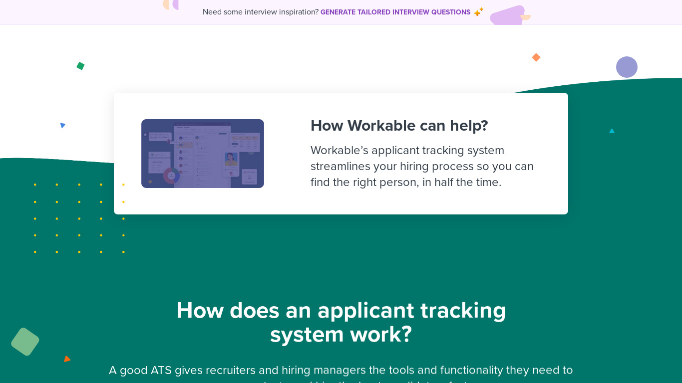 Workable Applicant Tracking Landing page