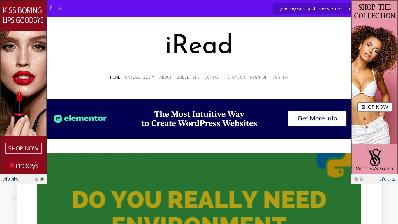 iRead Landing page