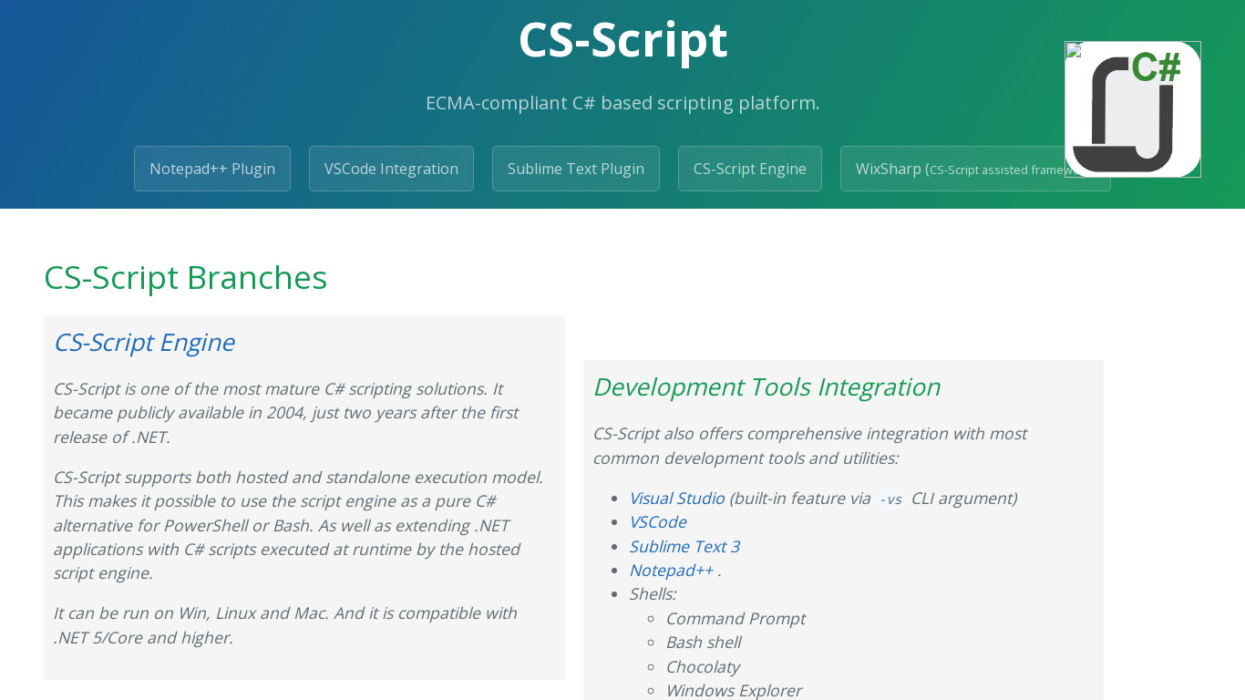 CS-Script Landing page