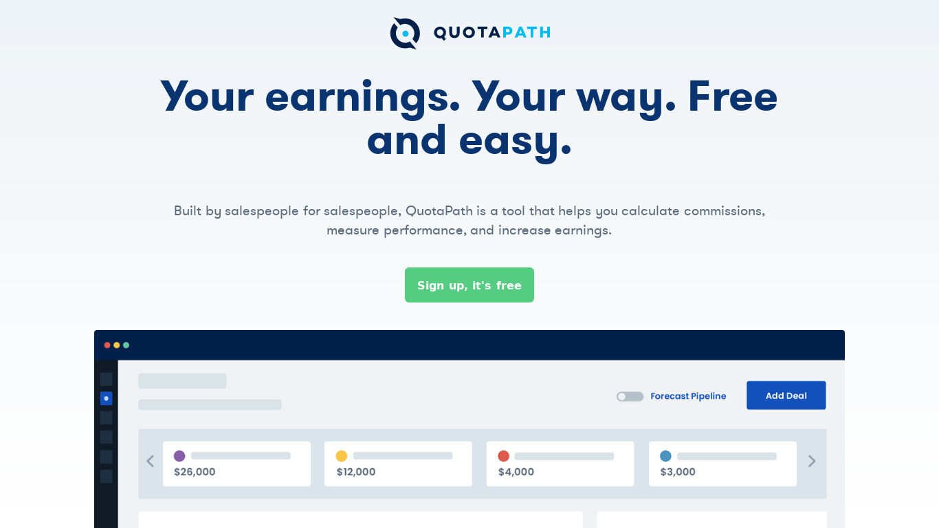 QuotaPath Landing page