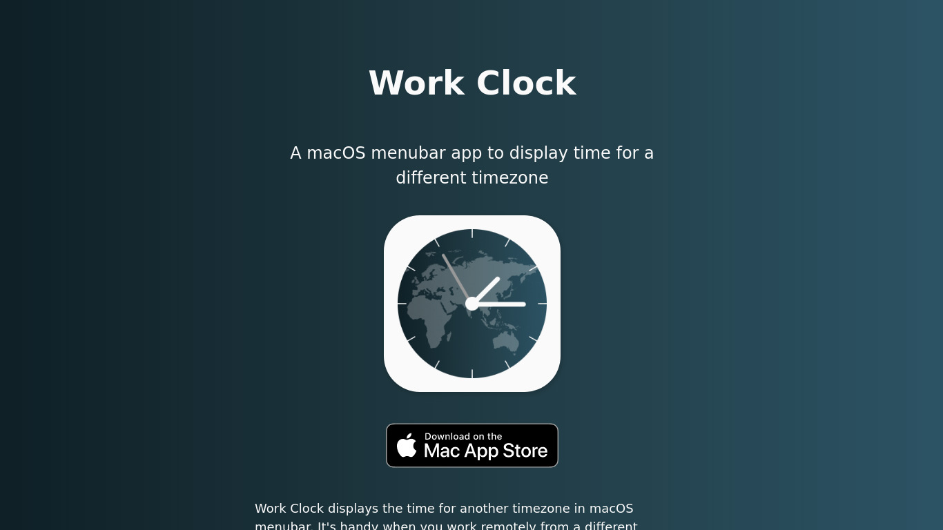 Work Clock Landing page