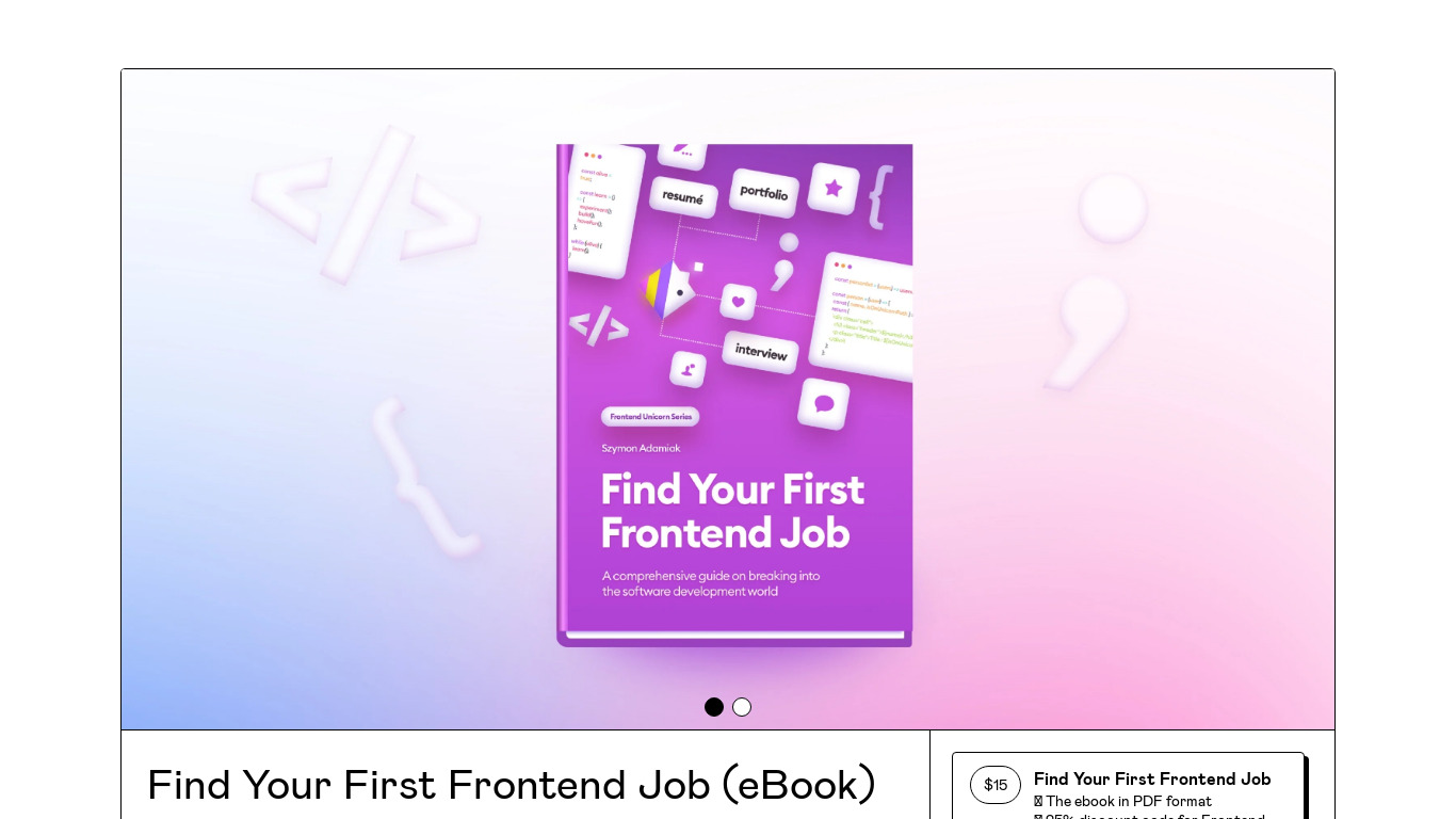 Find Your First Frontend Job Landing page