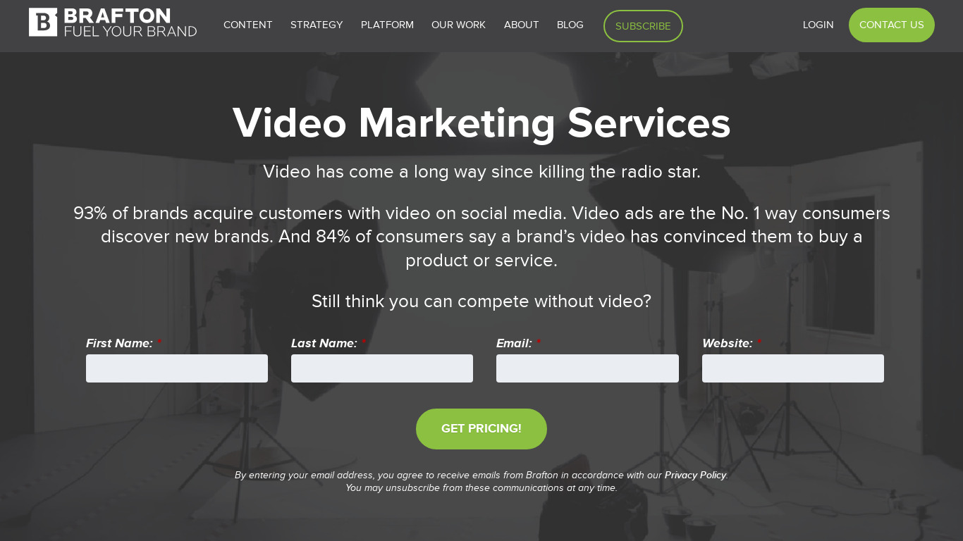 Brafton Video Marketing Landing page