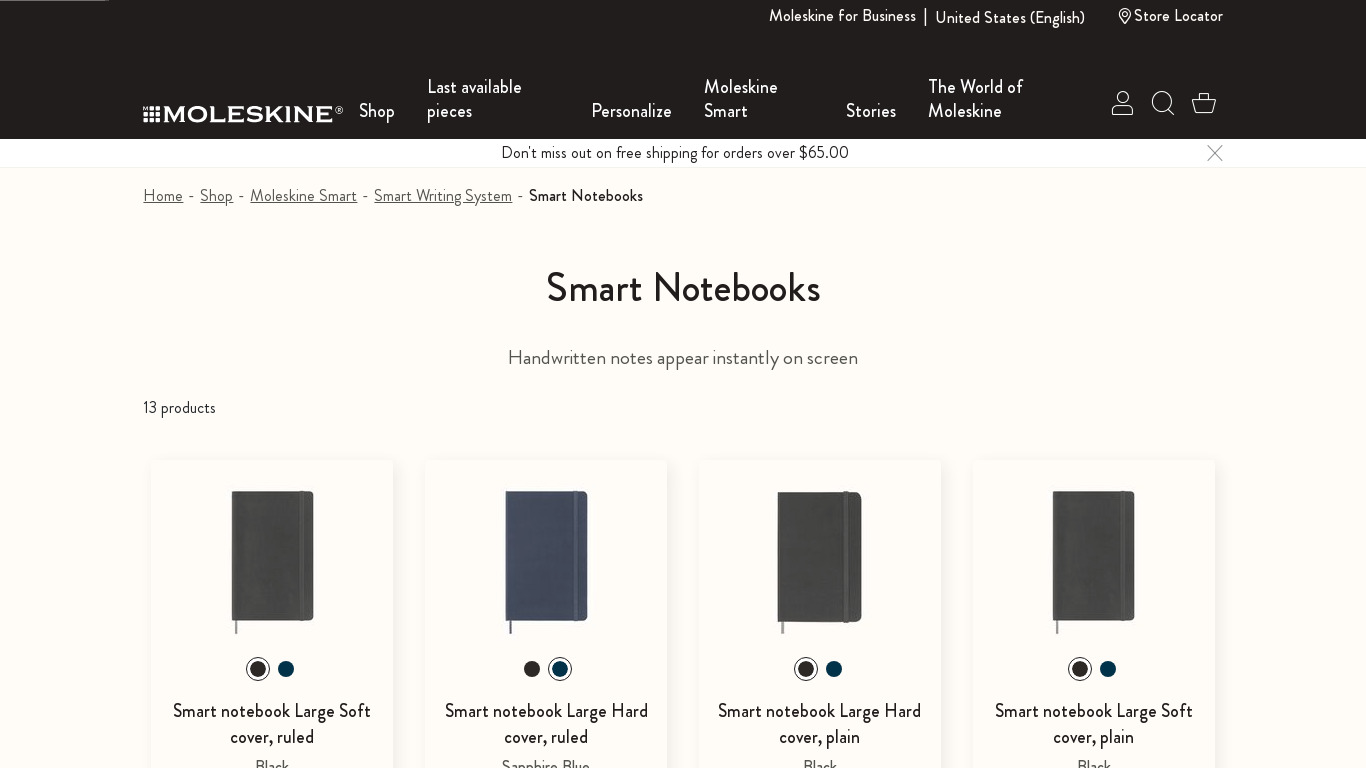 Moleskine Dropbox Smart Notebook Landing page