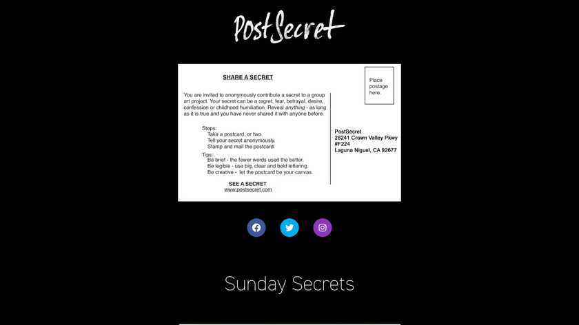 PostSecret Landing Page