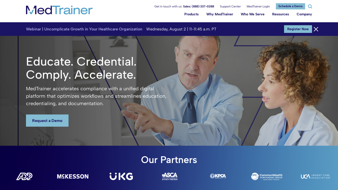 Medtrainer Landing page