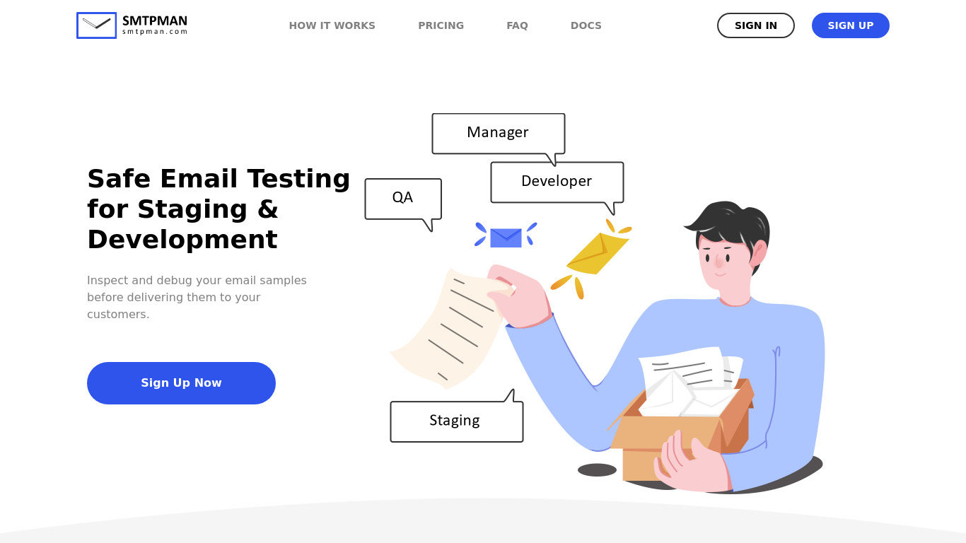 SmtpMan Landing page