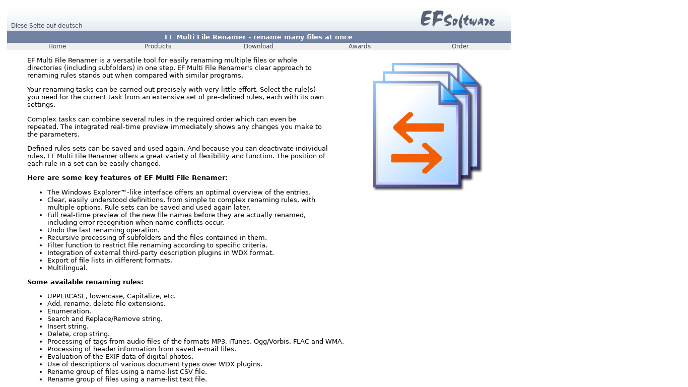 EF Multi File Renamer Landing page