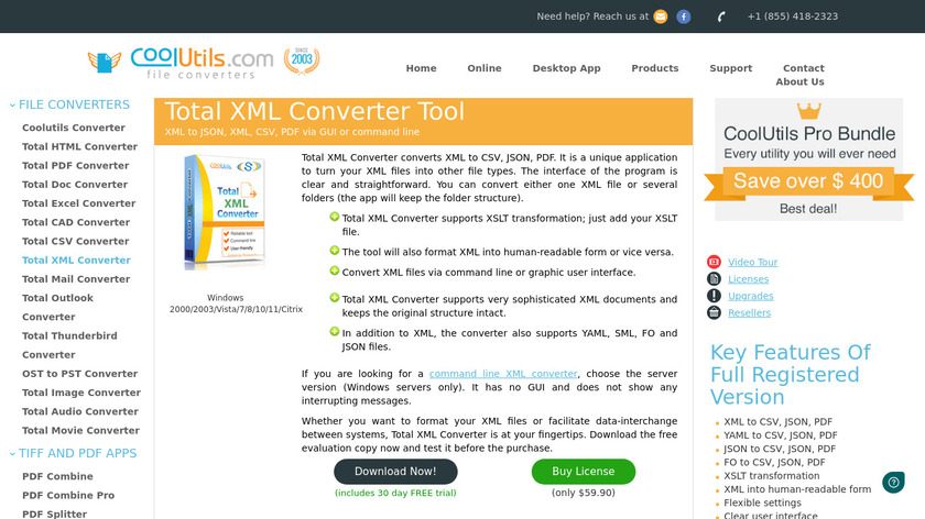 Total XML Converter Landing Page