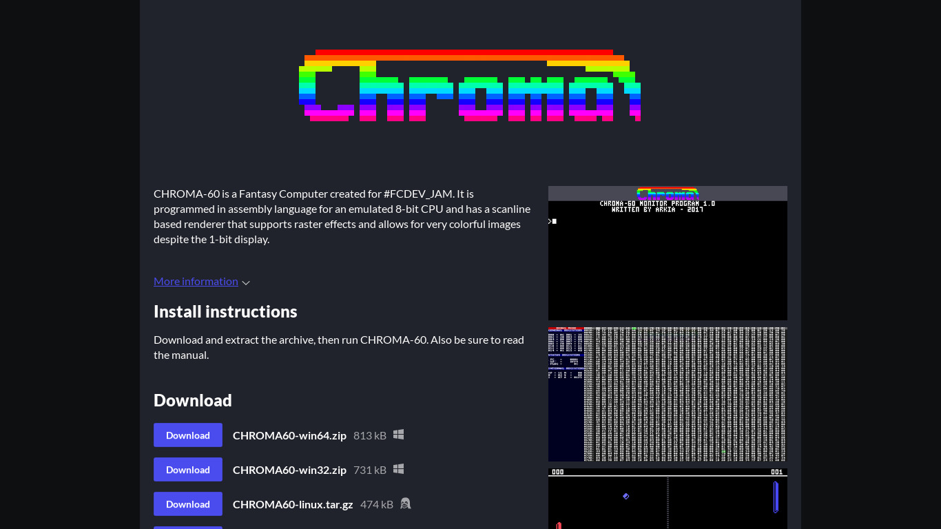 CHROMA-60 Landing page