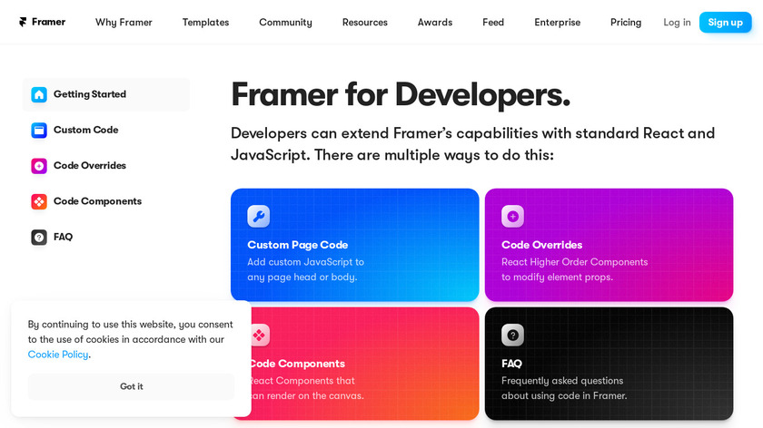Framer for Developers Landing Page