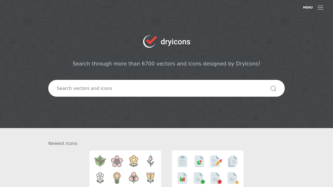 DryIcons Landing page