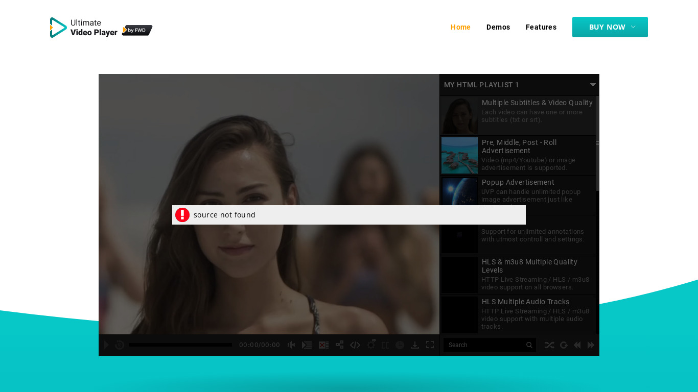 FWDesign Ultimate Video Player Landing page