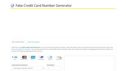 Fake Credit Card Number Generator image