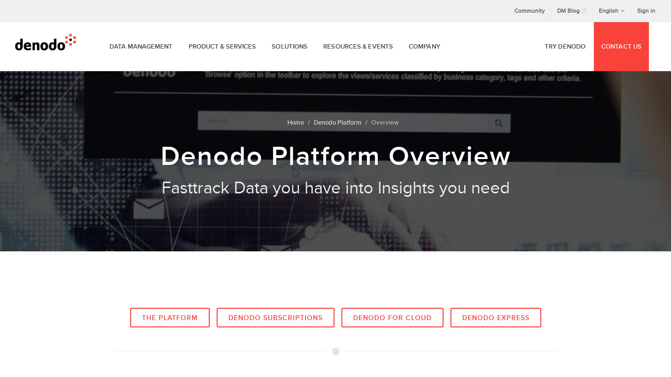 Denodo Platform Landing page