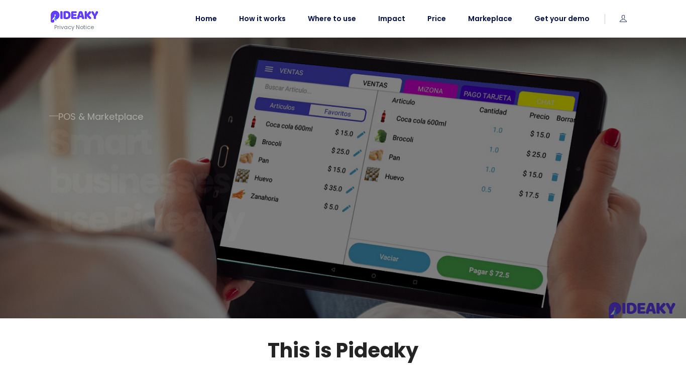 Pideaky Landing page
